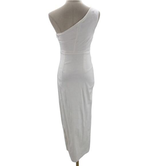 LULU'S XS Poised in Positano White One-Shoulder Asymmetrical Midi Dress NEW B50 - Picture 3 of 8